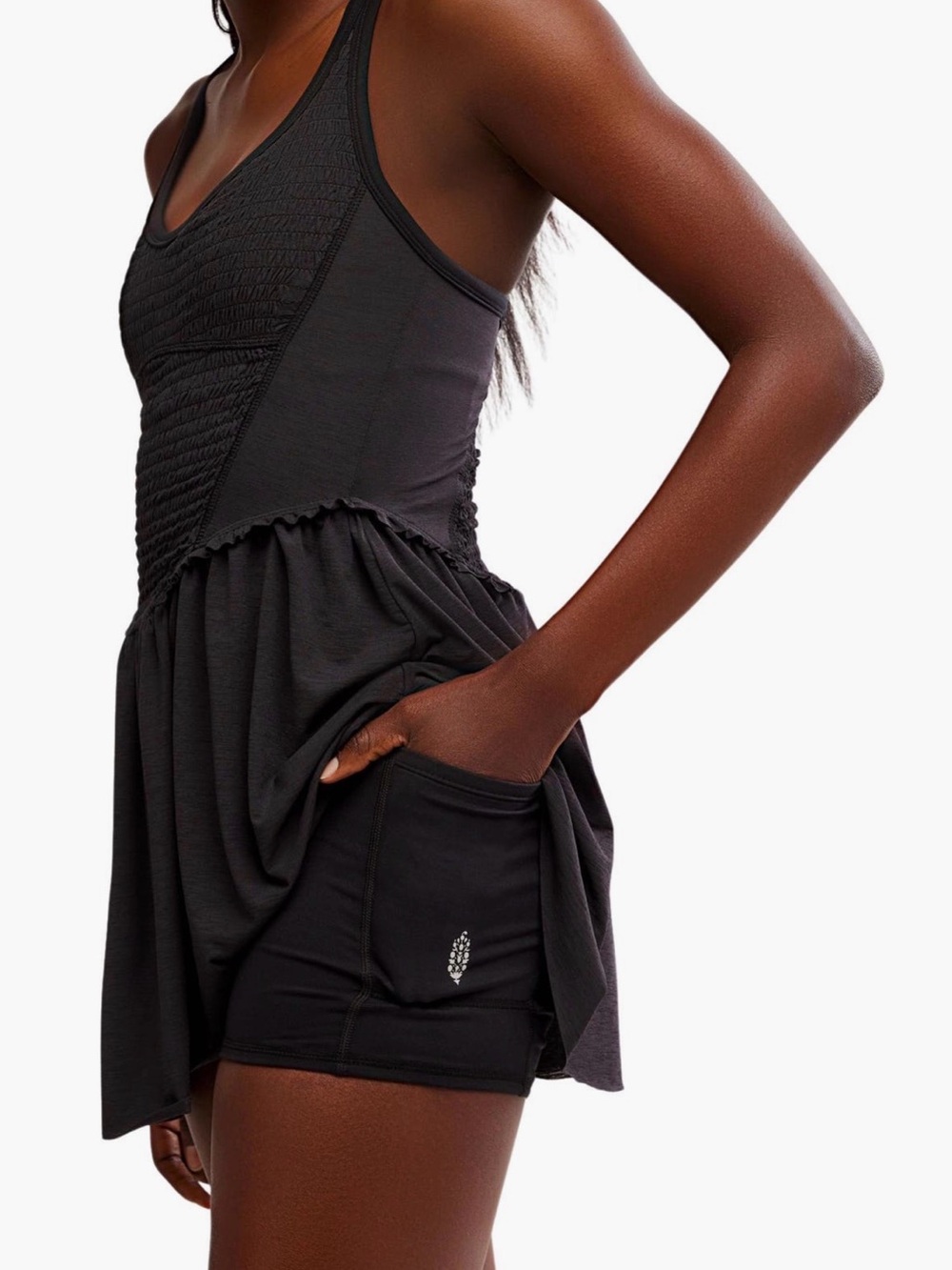 Free People Black Mini Dress with Built-In Shorts